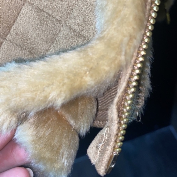 Faux Fur Vest Jaclyn Smith Plus Size XL Quilted Vest Zipped Brown Plush - Picture 9 of 9